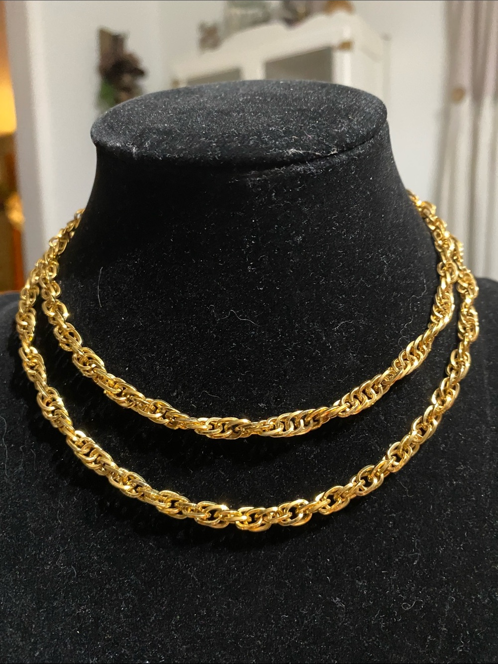 Trifari Shiny Gold-Tone Rope Chain Necklace